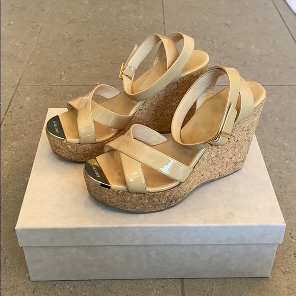 Jimmy Choo Papyrus Patent Leather Wedges - Picture 4 of 5